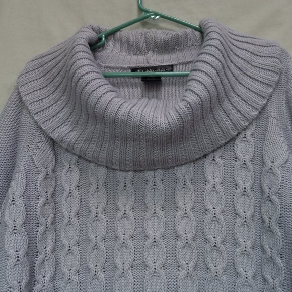 United States Sweaters Pale Periwinkle Cable Knit Tunic Cowl Neck XL (T-348) - Picture 7 of 11